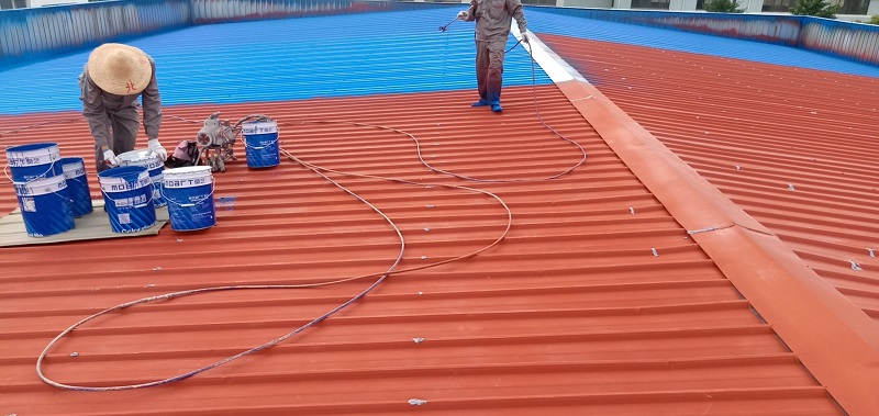 沌口开发区钢结构厂房屋顶喷漆翻新